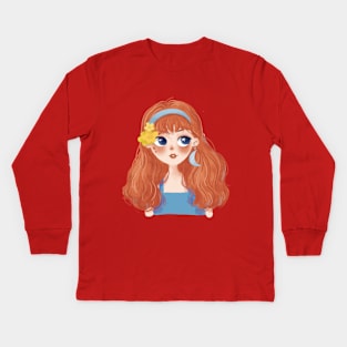 Red Hair Girl Kids Long Sleeve T-Shirt